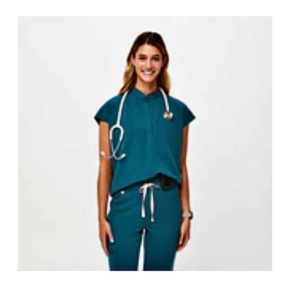 FIGS Scrub Set – Caribbean Blue (Zamora Jogger + Rafaela Top) XXS Tall
